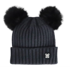 Calikids - Tuque en tricot avec 2 pompoms - Noir Calikids - Tuque en tricot avec 2 pompoms - Noir